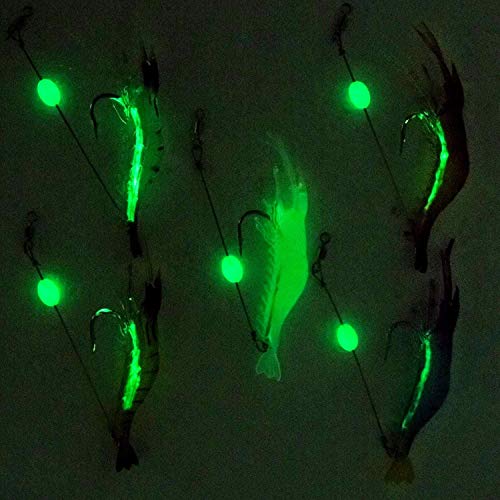 Fishing Shrimp Lures Artificial Silicone Soft Bait Set Luminous Swimbait Shrimp Fishing Lure with Hooks Fishing Tackle Freshwater/Saltwater - color: 10PCS