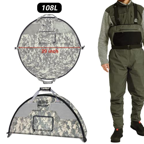 Riverruns Fishing Hunting Wader Bag with Vented Mesh, Foldable Waders Boots Bag, Fly Fishing Changing Pad & Bag for Fishing, Hiking, Camping (CamoGreen) - color: CamoGreen