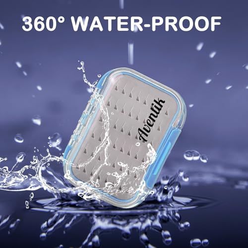 Aventik Waterproof Clear Fly Box Double Sides Floating Lightweight Fly Fishing Case Large Capacity Grip Foam Nymph Wet Dry Flies Lure Box(H18 Blue, SIZE A:4.24X3.04X1.36inch) - color: Blue, size: SIZE A:4.24X3.04X1.36inch