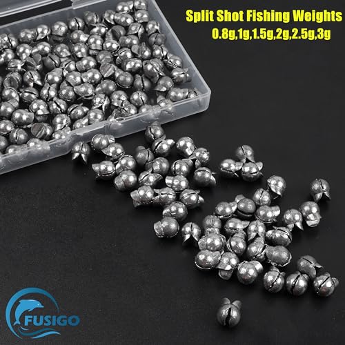 Split Shot Sinker Fishing Weights, 120pcs Removable Round Split Shot Fishing Line Sinkers Clip On Weights for Freshwater Saltwater Fishing - size: 2g_120pcs
