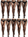Ramede 10 Pairs Lace Fishnet Goth Patterned Fish Nets Tights High Waist Mesh Pantyhose Thigh High Stockings for Women - size: Large
