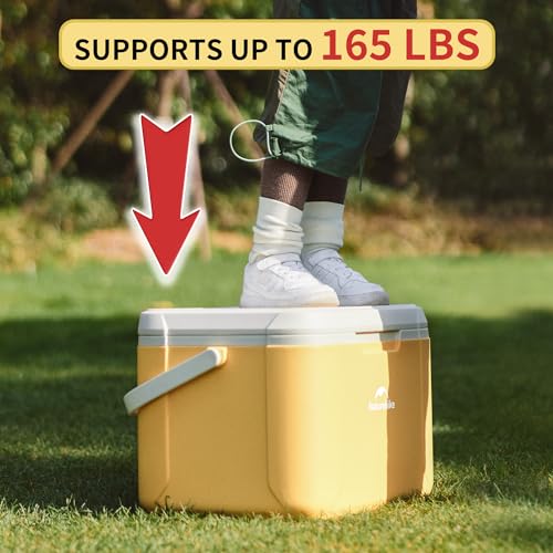Naturehike 5.3/15/19 QT Hard Cooler, Insulated Ice Chest Box, Portable Ice Retention Cooler for Beach Camping Picnic Fishing Barbecue - color: Yellow, size: 19QT