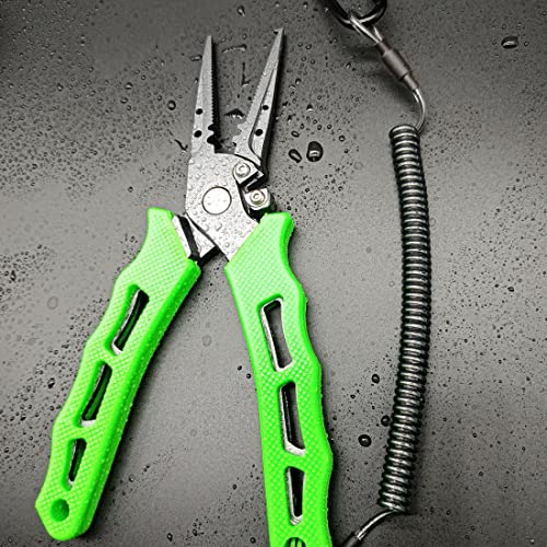 Fishing Pliers,Saltwater Resistant Fishing Gear,Fly Fishing Tools Set,Hook Remover Split Ring,Ice Fishing Gifts for Men - color: A01-Green Tool Sets