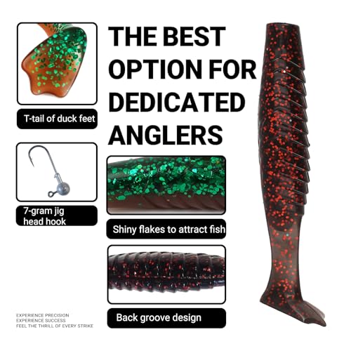 30Pcs Paddle Tail Swimbaits Soft Lures Kit with 5 Lead Jig Heads | Boxed Fishing Set for Bass, Trout, Walleye, Crappie | 2.6in Saltwater/Freshwater Ready | Durable High-Visibility Swimbaits