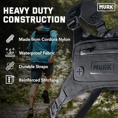 MVRK Water Resistant Running Vest Chest Pack, Phone Holder for Running, Lightweight Training Pack with Reflective Detail - color: Black