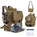 Goture Fishing Backpack, 58L 900D Water-Resistant Insulated Tackle Backpack with Cooler, Rod Holders, 8 Lure Pockets, Detachable Crossbody Bag, Gear Storage Large Fishing Bag for Camping Hiking - color: Khaki