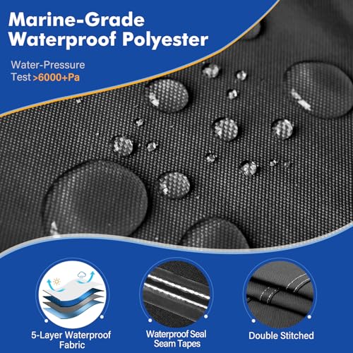 1200D Waterproof Boat Cover - Fits 14' to 16' ft Bass, V-Hull & Tri-Hull Boats - Heavy Duty Canvas Black - color: Black, size: Model A: Fits 14'-16' L X 68" Beam Width