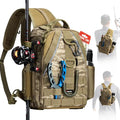 Piscifun Fishing Backpack with Rod Holder, Lightweight Sling Bag Storge Gear and Equipment - color: Khaki Camouflage, size: Standard, style: Urban