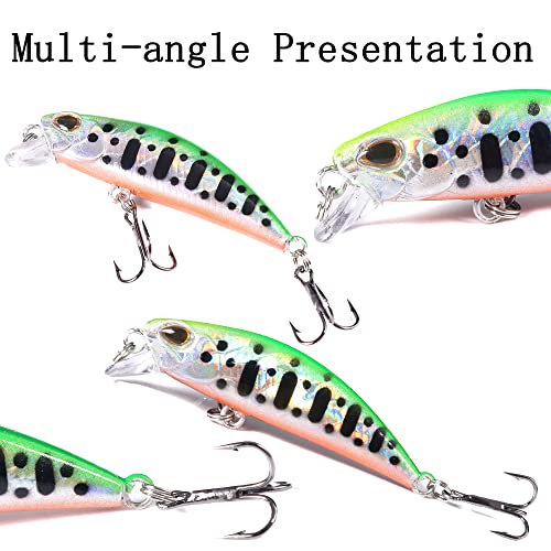 Jerkbait Fishing Lures Jerk Baits for Bass Fishing Jerk Bait Minnow Lures with Tackle Box for Freshwater Saltwater,10pcs - color: B-2in/0.18oz-10pcs