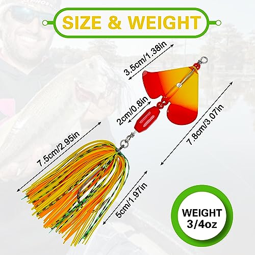 Spinnerbait Fishing Lures Kit Set, 6pcs Bass Fishing Buzzbait Multicolor Bass Trout Salmon Metal Spinner Baits Swim Jigs Freshwater Saltwater Fishing - color: Style B-6pcs
