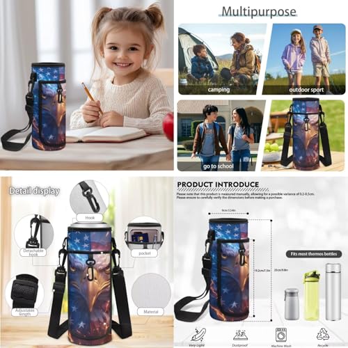 American Flag Eagle Backpack for Boys Kid's School Bag Bookbag with Insulated Lunch Bag and Pen Bag Pencil Case Water Bottle Holder Sling Bag Set - color: American Flag Eagle