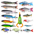 TSKS Fishing Artificial Lures Kit Mixed Including Front Diving Fin Minnow Surface Popper Crank Baits Pencil VIB with Hook and Soft Lures Accessories for Saltwater Freshwater Trout Bass Tackle Gift Set - color: 15pcs