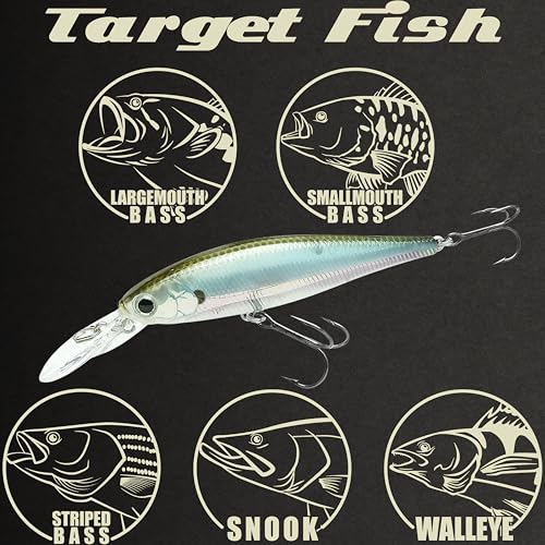 LUCKY CRAFT Pointer 78DD Freshwater Fishing Lure and Gear for Bass & Trout, 3 inch Deep Diving Suspending Jerkbait Fishing Line, Pressure-Ready Fish Bait, Premium Gear for Tackle Box, - color: 410 MH Ghost Minnow