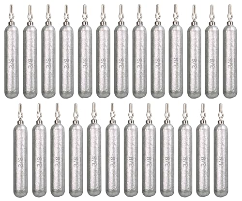 Reaction Tackle Drop Shot Weights for Bass Fishing - Skinny Pencil Sinkers for Drop Shot Rig - Freshwater and Saltwater Finesse Fishing - color: Silver, size: 3/8 Oz (25-Pack)