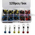 Fishing Line Sinker Slides Fishing Float Connector Rolling Swivels with Interlock Snaps Red/Yellow/Blue - size: 120pcs/box