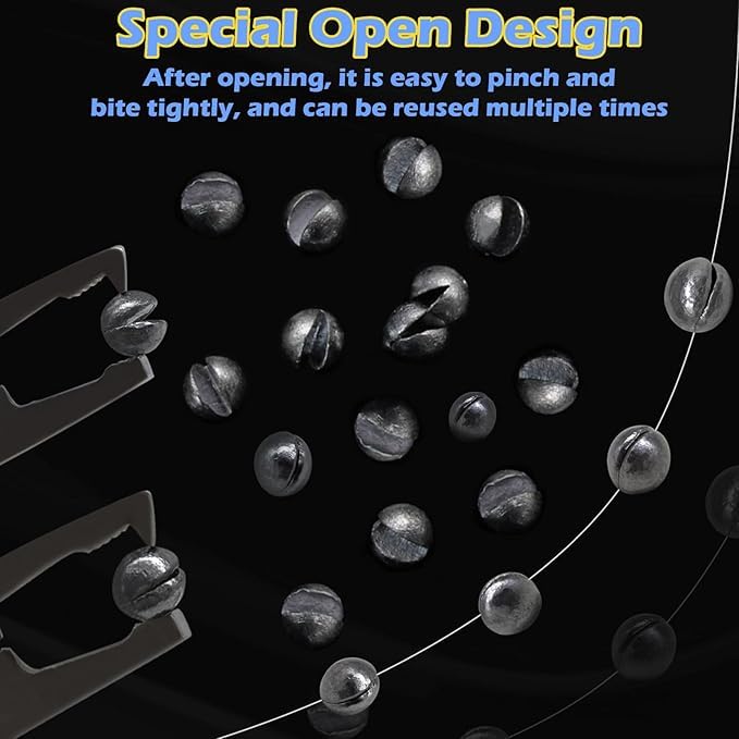 250/150pcs Split Shot Fishing Sinkers, Fishing Weights Sinkers Open Mouth Design Weights Clip Freshwater Saltwater Fishing Accessories - style: 150pcs Round