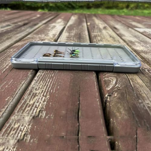Aventik Waterproof Fly box,Waterproof Floating Fishing Lure Box (Large, Grip Foam Fly Box) - style: L:Grey-LB