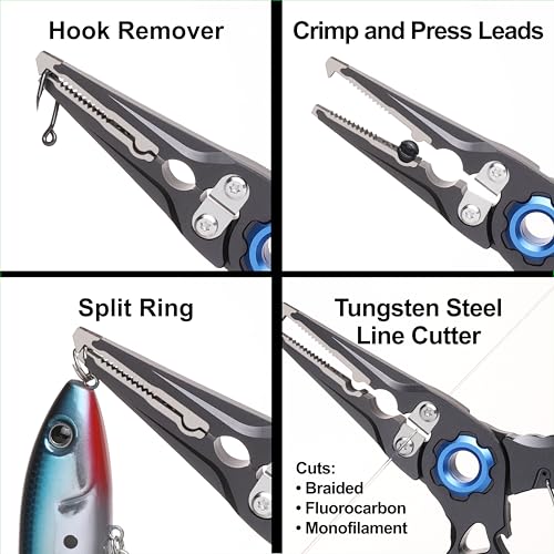 7.5” Fishing Pliers, Fishing Tool For Anglers, CNC Machined, Silver