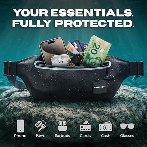 Drench 2-Pack 100% Waterproof Fanny Pack – IPX8 Submersible Dry Bag Waist Pouch & Waterproof Phone Case for Swimming, Boating, Kayaking, SUP & Snorkeling – Underwater Floating Belt Bag Set, Black - color: Black 2 Pack