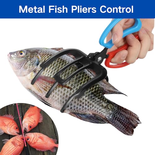 3 Claw Fish Gripper, Metal Fishing Pliers Gripper Catch Fish Control Clamp, Must Have Fishing Pliers Control Tool Fishing Accessories for Most Freshwater Fish Grip Tackle Holder - color: 2 pcs 3 claw