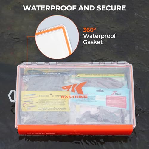KastKing HyperSeal Waterproof Tackle Box, 3700 Deep Tackle Trays, Fishing Tackle Box Organizer With Exterior Stickers, Fishing Gear & Fishing Accessories Storage, 2 Packs No Compartment - size: 3700 Deep(2 Packs no compartment)