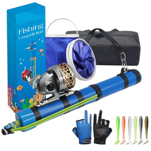 Catapult Fishing Rod, 2026 Upgrade Compact Sling Shot Fishing Reel, Portable Fly Fishing Pole for Kids, Freshwater and Saltwater Fishing Lures for Outdoor Hunting and Traveling - color: Advanced