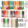 Fishing Lures Soft Bionic Bait 93PCS Set with Paddle Tail Swimbaits Worms Fishing Swivels & Snaps Weights Beads for Bass Fishing