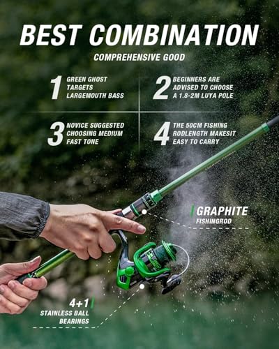 Ghosthorn Fishing Rod and Reel Combo Graphite Telescoping Fishing Pole Portable Travel Kit with Carrier Bag for Freshwater Saltwater - size: 8 ft, style: Fishing Rod+reel(no Lures&line)