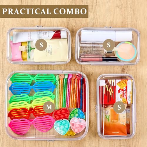4 pcs Clear Zipper Pouches,Hard Shell Zipper Case, Toiletry Bag for Travel, CLear Diaper Bag, Toiletry Pouch, Travel Organizer, Cosmetic Bag,Toy Storage Bins (M+3S) (Gray) - color: Gray, size: M+3S
