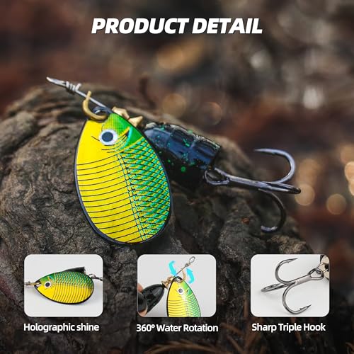 Inline Spinner Bait – Fish-Shaped Spinnerbait Lures 5-Pack, 360° Rotation with Reflective Blades, Perfect for Freshwater & Saltwater Fishing, Targeting Bass, Trout, Pike, Perch & More - color: Composite Spinnerbait