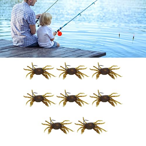 8PCS Artificial Crab Baits, Cranka Crab Lure with Sharp Hooks, Fishing Tackle Accessory Tool, Yellow Brown
