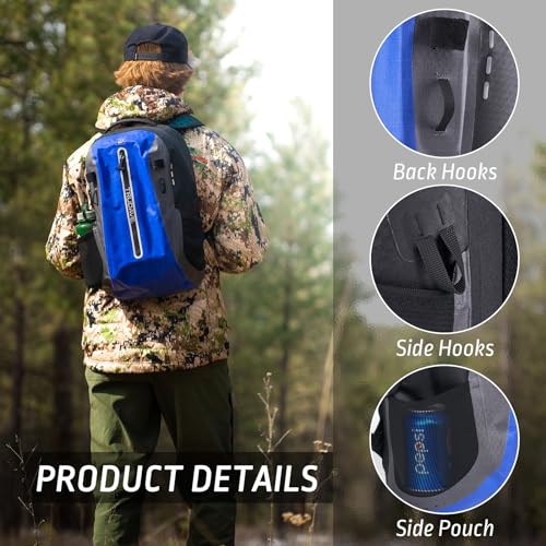 Trudave Waterproof Backpack, Waterproof Submersible Backpack, Floating TPU Coated Dry Bag with Airtight Zipper for Kayak, Fishing, Boating, Hiking (30L) - color: Blue, size: 30L