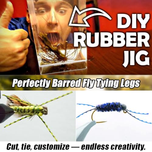 Rubber-Legs-Fly-Tying-Materials-12-Colors-Silicone-Legs-for-Fly-Tying-Flies & Jigs Trout Bass Panfish Lure Making Supplies Kit - color: 12 Advanced Embossed Set