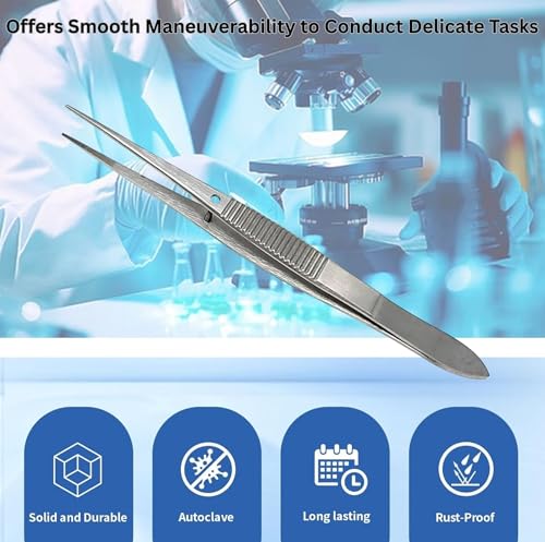 Iris Eye Dressing Forceps 4", Straight, Serrated Tips