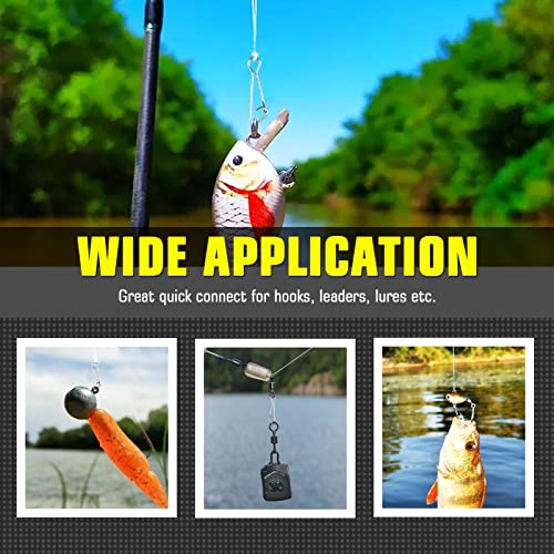 AMYSPORTS Line Connector Fishing Snap Stainless High Strength Snaps Swivels Saltwater Quick Change Fishing Snap Clip Freshwater - color: White, size: Size 3 (77lb) 100 pcs