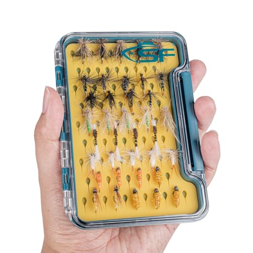 SF 3Pcs Slim Fishing Box Thin Trout Flies Plastic Clear Lid Yellow Silicone Waterproof Fly Fishing Box Small - style: Small-3PCS