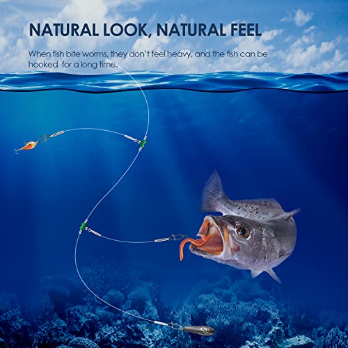 Fishing Leader Fishing Rigs, Luroad 6/12/18 Pcs Nylon-Coated Lines with Swivels Snap Beads, Stainless Steel Hooks Crimps Saltwater Freshwater for Fishing Lovers Angler, 1 Arm/ 2 Arms - color: E.2 Arm-Green-12pcs