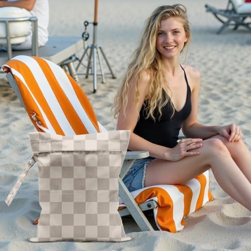 Grid Wet Dry Bags for Diaper Waterproof Swimsuit Washable Reusable Bag for Beach Diapers Dirty Yoga Gym Clothes Plant Gifts for Men Women Friend - color: Checkerboard1