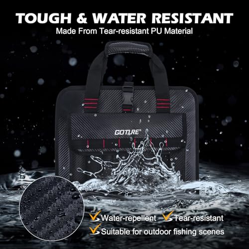 Goture Fishing Jig Bag,34 Mesh Pockets Portable Water-Resistant 600D PU Fishinig Lure Bag Saltwater Freshwater,Detachable Compartment, Suitable For Vertical Jig Slow Pitch Jigging Bait Tackle Storage - color: C:14.96"x11.81"