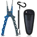 Piscifun Saltwater Fishing Pliers, Aluminum, Split Ring, Braid Cutter | Hook remover, tungsten carbide blade, spring-loaded jaws, ergonomic grip, sheath and lanyard - color: Blue, style: Nylon Sheath