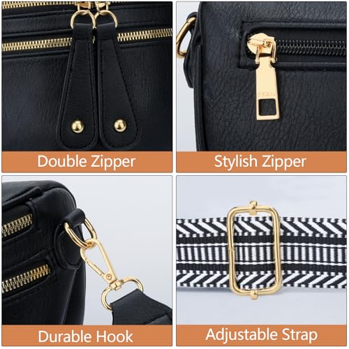 KKXIU Crossbody Sling Bag for Women Trendy Fanny Pack Vegan Leather Chest Bag | Trendy - color: All Black
