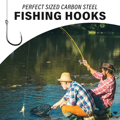 50PCS Sharp Barbed Fishing Hooks, High-Carbon Steel Ultra-Strong, Single Size with Hole for Easy Tying, Secure Portable Box Included – Ideal for Bank Fishing, Lure Fishing & All Conditions - size: 8#