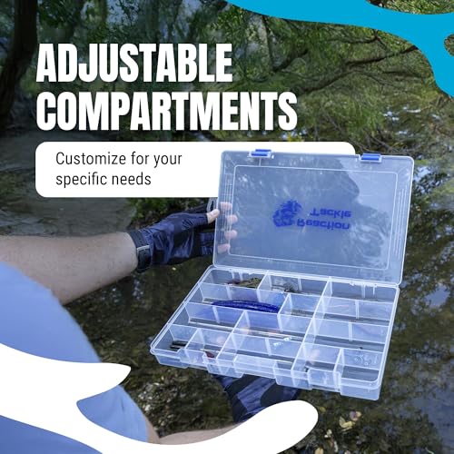 Reaction Tackle Basic Tackle Trays, Clear Plastic Utility Box Organizers with Removable Dividers for Lures, Hooks and Terminal Rigs, Fits Tackle Bags and Boxes - 3700 (2-Pack) - size: 3700 (2-Pack)