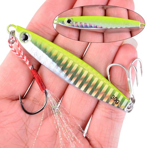 Aorace Jigging Lure Lead Fish Metal Jig Fishing Lure Paillette Knife Artificial Hard Bait Laser Body - color: 12pcs 80g 11.3cm