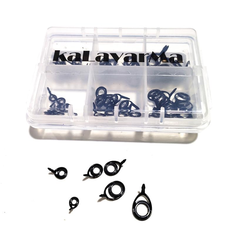 60PCS Fishing Rod Guides Repair Kit K-Series Single Foot Running Guides KT Black