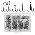200 Pack Fishing Treble Hooks Kit High Carbon Steel Hooks Strong Sharp Round Bend with Split Rings for Lures Baits Saltwater Freshwater Fishing Size 2# 4# 6# 8# 10# - color: Mixed 200pcs