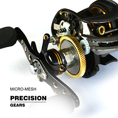 FISHDROPS Baitcasting Reels, 17+1BB Magnetic/Centrifugal Brake Systems Baitcaster Reel, High-Speed Gear Ratio 7.0 Ultra Smooth Low Profile Baitcast Fishing Reel - color: Dual Brake-Left Hand