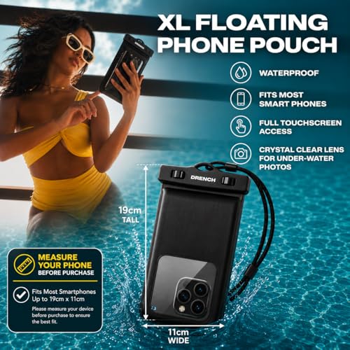 DRENCH 100% Waterproof Clear Bag | Touchscreen Waterproof Fanny Pack Crossbody Phone Case, IPX8 Underwater Pouch for Swimming, Beach, Concerts & Stadium Events | Fits iPhone 15 Pro Max | iPhone - color: Transparent Clear