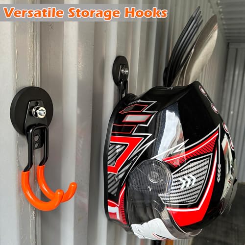 MUTUACTOR Updated Strong Magnet Hooks,20lbs Anti-Scratch Heavy Duty Magnetic Garage Hooks,2PCS Double Storage J-Hooks with Magnetic for Organizing Garden Hose Electric Cables Shovels - style: Updated 2.6in Magnet J Red Hooks 2PCS