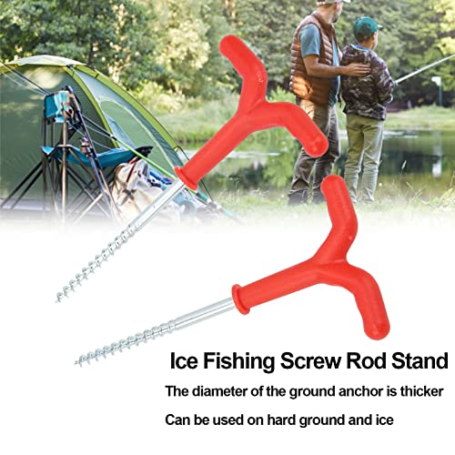 Tyenaza Fishing Rod Holders, Ice Fishing Screw Rod Stand Y Shape Screw Threads Ground Anchor Holder Rest Rack Pole Pegs for Bank Fishing Ground Sand